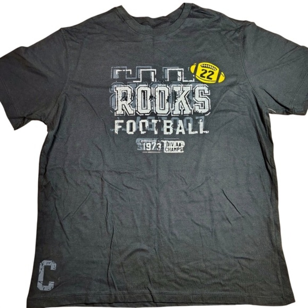 Route‎ 66 Authentic Rooks Football T Shirt XL Black 1973  AA Champs Tee vintage